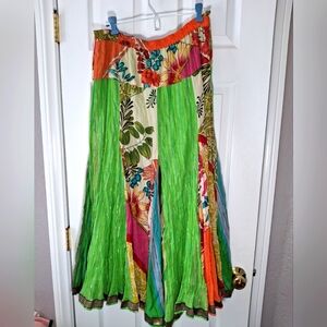 Anü By Naturals ANU Bright Floral Maxi Panels Skirt Fully Lined EUC Fairy Sz S